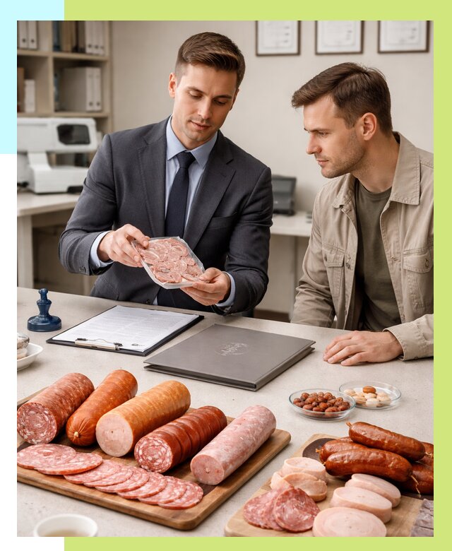 Сертификация колбасных изделий в Усинске от 7679 р. | Алешин-Снс