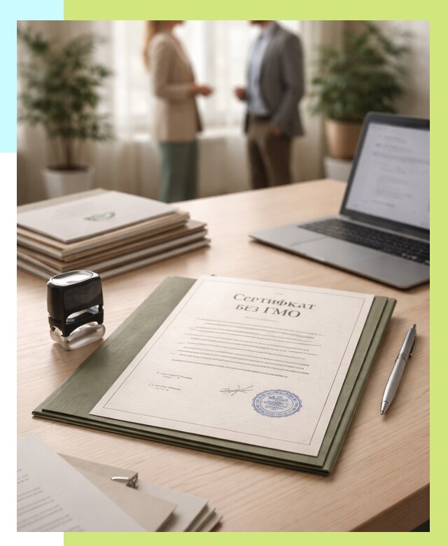 Сертификат без ГМО в Усинске от 7679 р. оформить срочно Алешин-Снс